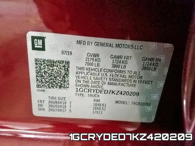 1GCRYDED7KZ420209 фото 2