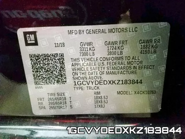 1GCVYDEDXKZ183844 фото 2