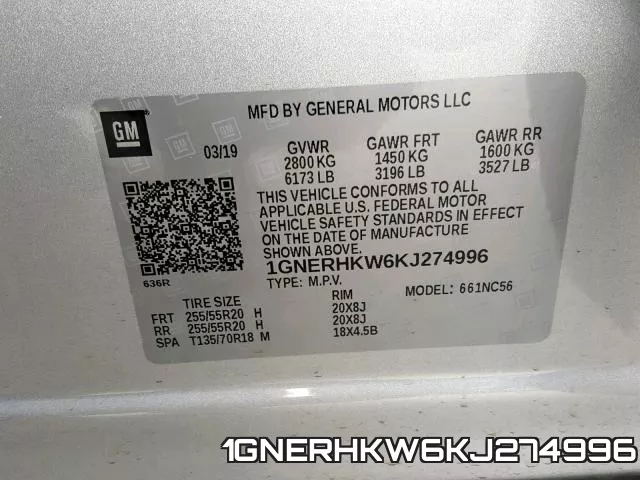 1GNERHKW6KJ274996 фото 2