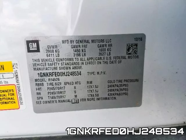 1GNKRFED0HJ248534 фото 2