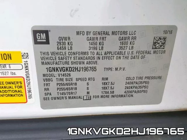 1GNKVGKD2HJ196765 фото 2