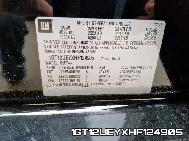 1GT12UEYXHF124905 фото 2