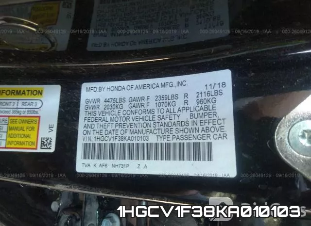 1HGCV1F38KA010103 фото 10