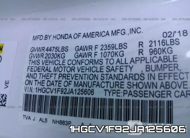 1HGCV1F92JA125606 фото 10