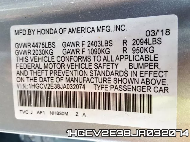 1HGCV2E38JA032074 фото 2