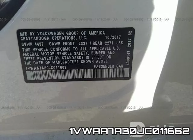 1VWAA7A30JC011662 фото 10