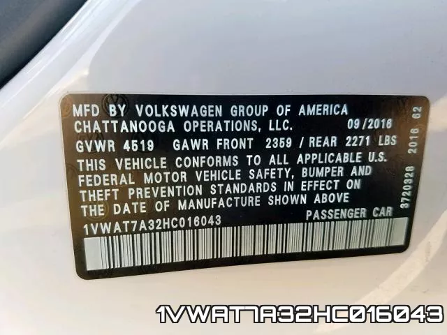 1VWAT7A32HC016043 фото 2