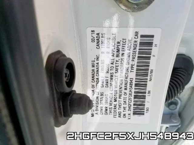 2HGFC2F5XJH548943 фото 2