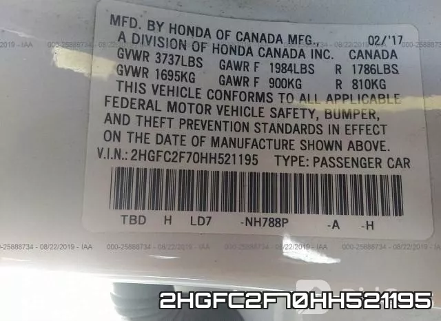 2HGFC2F70HH521195 фото 10