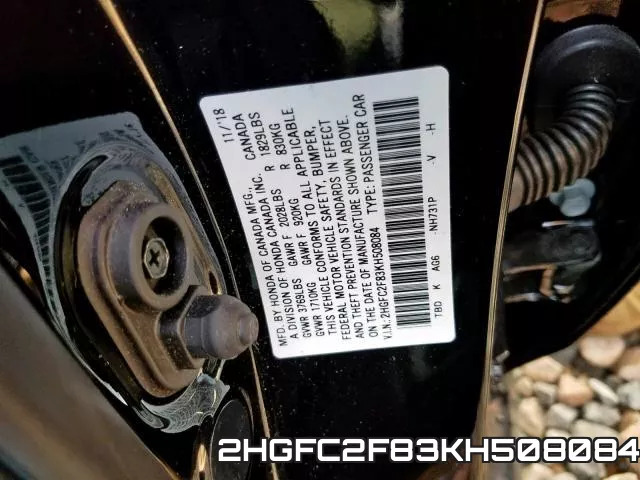 2HGFC2F83KH508084 фото 2