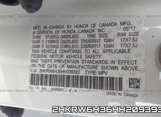 2HKRW6H36HH209393 фото 10