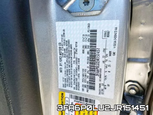 3FA6P0LU2JR151451 фото 2