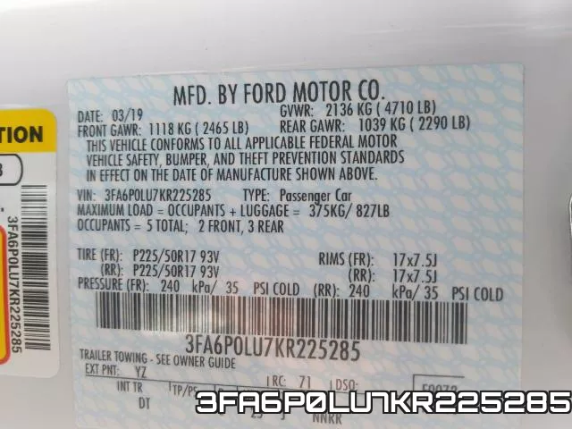3FA6P0LU7KR225285 фото 2