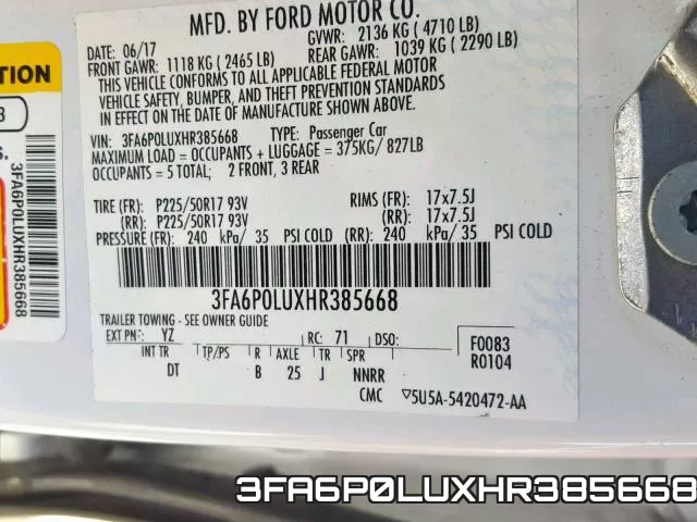 3FA6P0LUXHR385668 фото 2