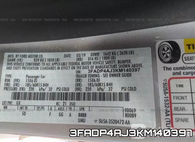 3FADP4AJ3KM140397 фото 10