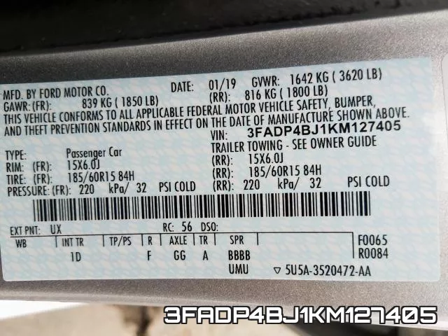 3FADP4BJ1KM127405 фото 2