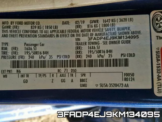 3FADP4EJ9KM134095 фото 2