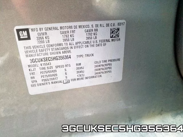 3GCUKSEC5HG356364 фото 2