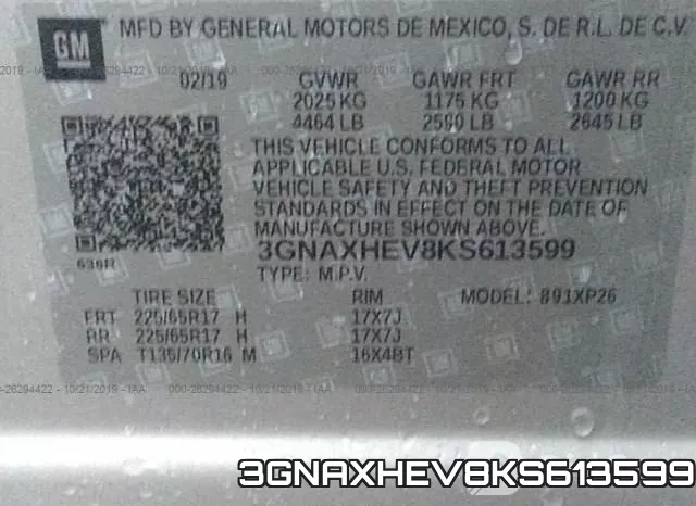 3GNAXHEV8KS613599 фото 10