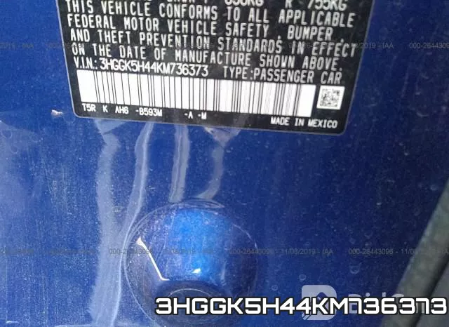3HGGK5H44KM736373 фото 10