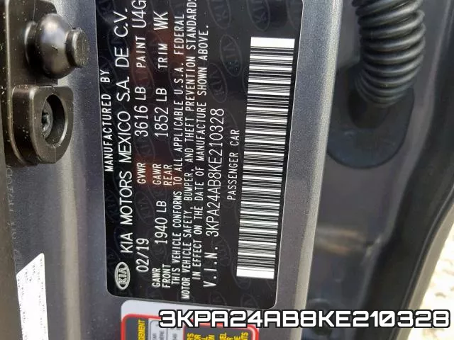 3KPA24AB8KE210328 фото 2