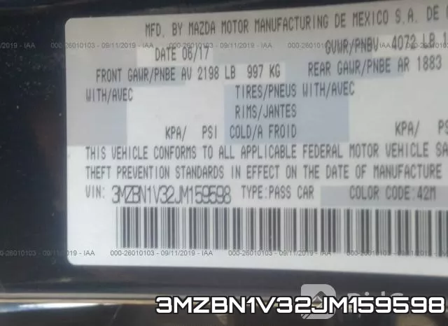 3MZBN1V32JM159598 фото 10