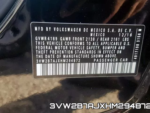 3VW2B7AJXHM294872 фото 2