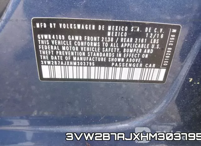 3VW2B7AJXHM303795 фото 9