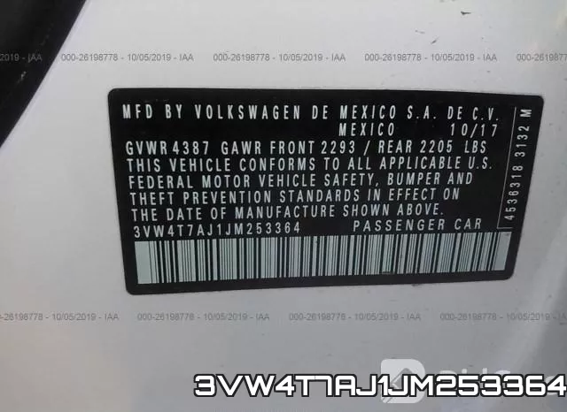 3VW4T7AJ1JM253364 фото 10