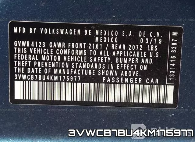 3VWCB7BU4KM175977 фото 10
