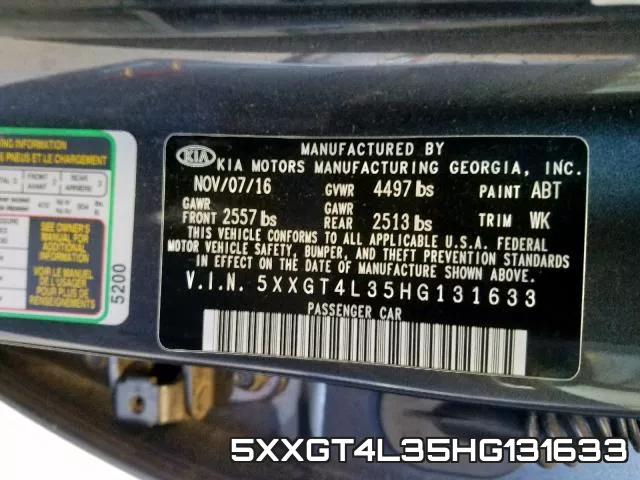 5XXGT4L35HG131633 фото 2