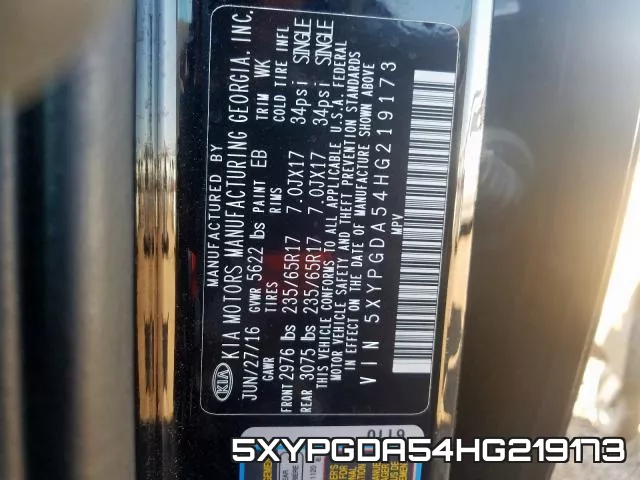 5XYPGDA54HG219173 фото 2
