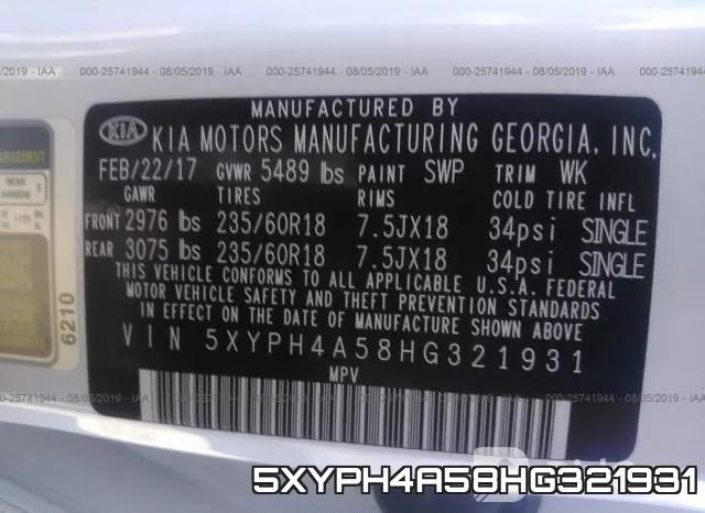 5XYPH4A58HG321931 фото 9