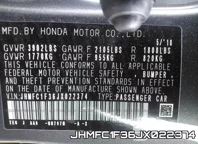 JHMFC1F36JX022374 фото 10