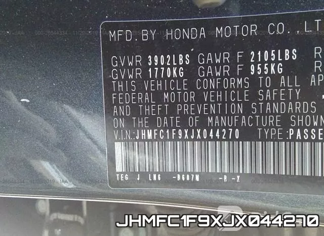 JHMFC1F9XJX044270 фото 10