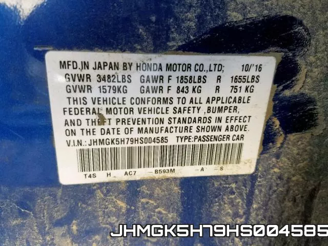 JHMGK5H79HS004585 фото 2