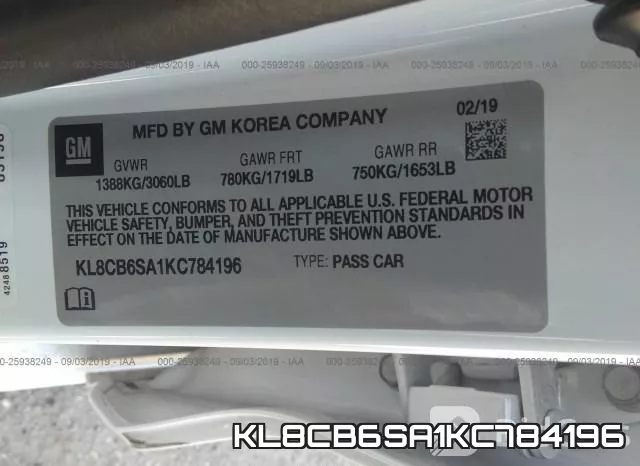 KL8CB6SA1KC784196 фото 10
