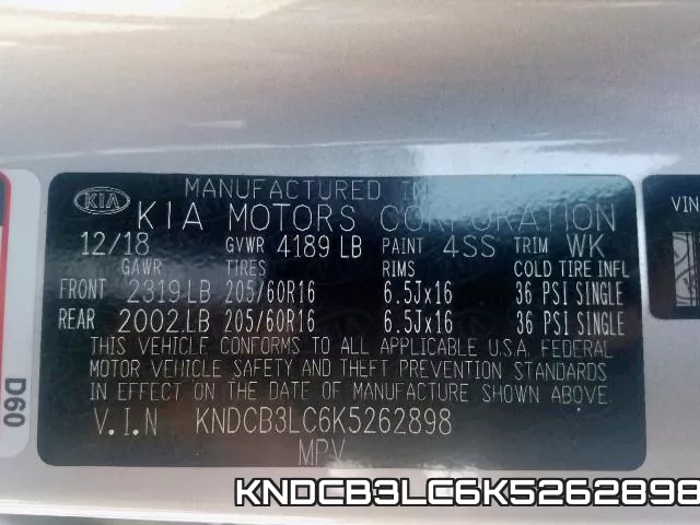 KNDCB3LC6K5262898 фото 2