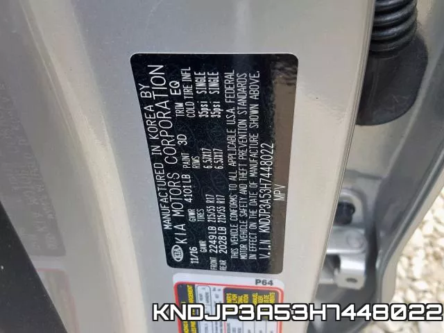 KNDJP3A53H7448022 фото 2