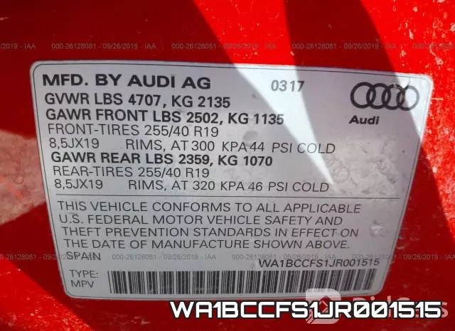 WA1BCCFS1JR001515 фото 10