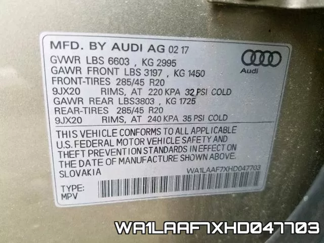 WA1LAAF7XHD047703 фото 2