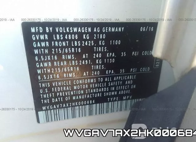 WVGAV7AX2HK000684 фото 10