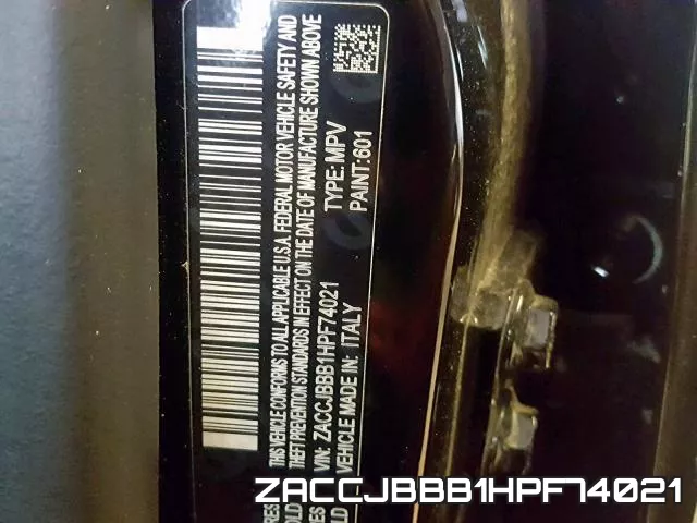 ZACCJBBB1HPF74021 фото 2