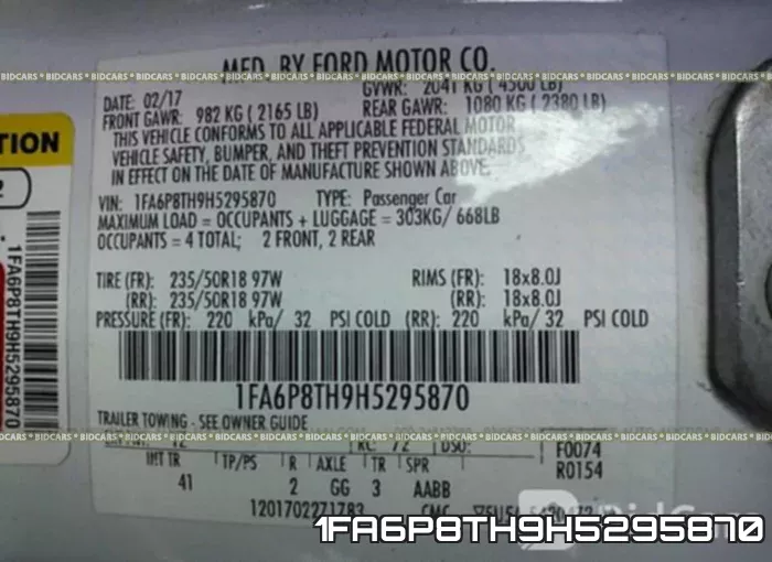 1FA6P8TH9H5295870 фото 9