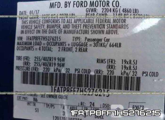 1FATP8FF7H5276215 фото 10