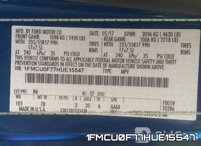 1FMCU0F77HUE15547 фото 10