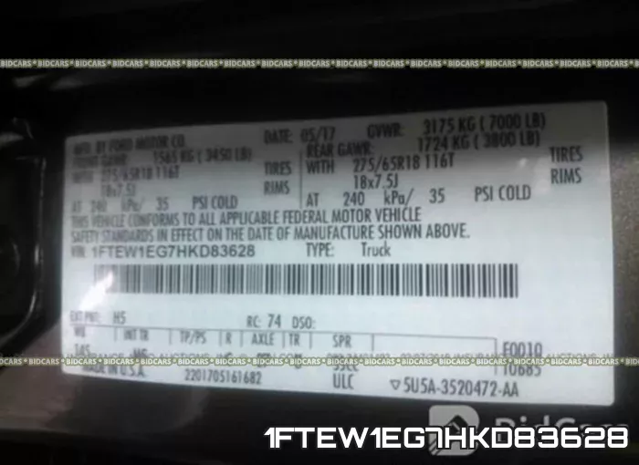 1FTEW1EG7HKD83628 фото 10