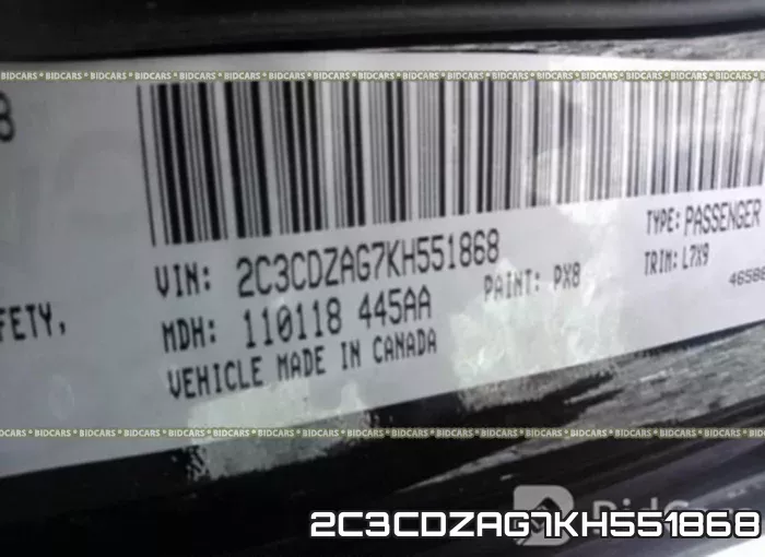 2C3CDZAG7KH551868 фото 10