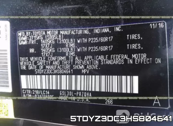 5TDYZ3DC3HS804641 фото 10