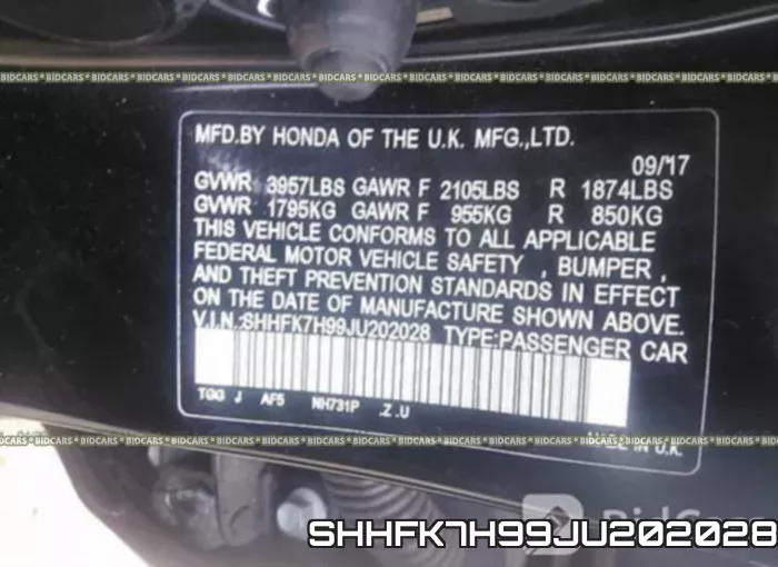 SHHFK7H99JU202028 фото 10